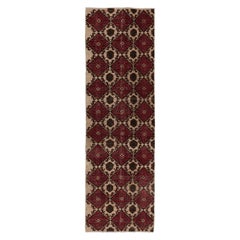 2.8x9.2 Ft Handgefertigter türkischer Vintage-Läufer in Rot, Beige, Braun & Marineblau