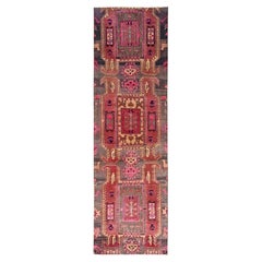 2
8"x9
2" Pink Vintage Northwest Persian Hand Knotted Wool Even Wear Runner Rug
