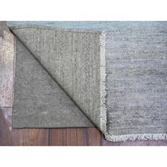 2'8"x9'5" Grauer handgeknüpfter orientalischer Teppich aus weicher Kashkuli Gabbeh-Wolle