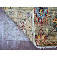 2'8"x9'5" Light Green Ziegler Mahal All Over Design Hand Knotted Wool Runner Rug