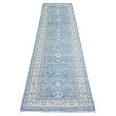 2
8 "x9
6" Azul Beau, Alfombra Oriental Anudada a Mano de Lana de Peshawar más Fina