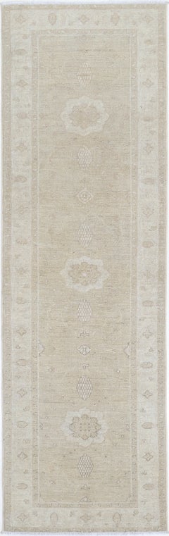 2.8x9.6 ft Hand-Knotted Wool Runner Rug. Soft-Toned Corridor Rug for Hallway