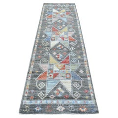 2'8"x9'7" Anatolian Design Soft Afghan Wool Hand Knotted Oriental Runner Rug