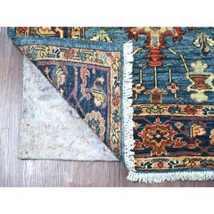 2'8"x9'7" Blue Heriz All Over Design Aryana Grade Hand Knotted Wool Runner Rug