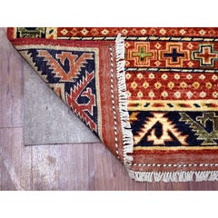 2'8"x9'7" Coral Red Afghan Ersari Soft Wool Hand Knotted Runner Oriental Rug