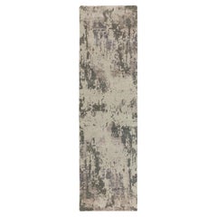 2'8 "x9'7" Tapis de course en laine et soie nouée à la main, Earth Tones Abstract Design