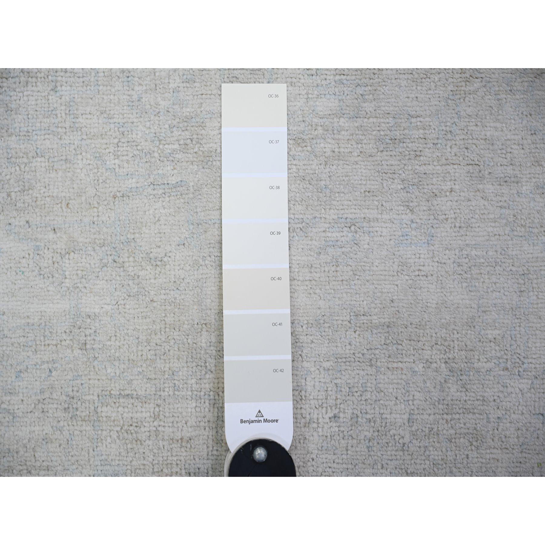 Oushak Tappeto orientale annodato a mano in lana Peshawar White Wash 2'8 
