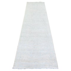 2'8"x9'7" White Wash Peshawar Wool Hand Knotted Oriental Rug