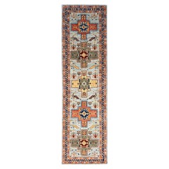 2'8"x9'8" Gray With Small Bird Figurines Vegetable Dyes Runner Oriental Rug