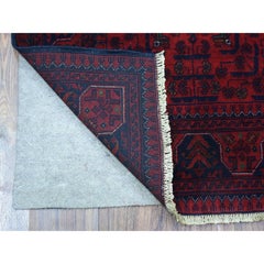 2'8"x9'8" Red Tribal Design, Afghan Khamyab Hand Knotted Runner Orientel Rug