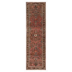 2'8"x9'8" Rust Red Vintage Persian Lilahan Hand Knotted Pure Wool Runner Rug