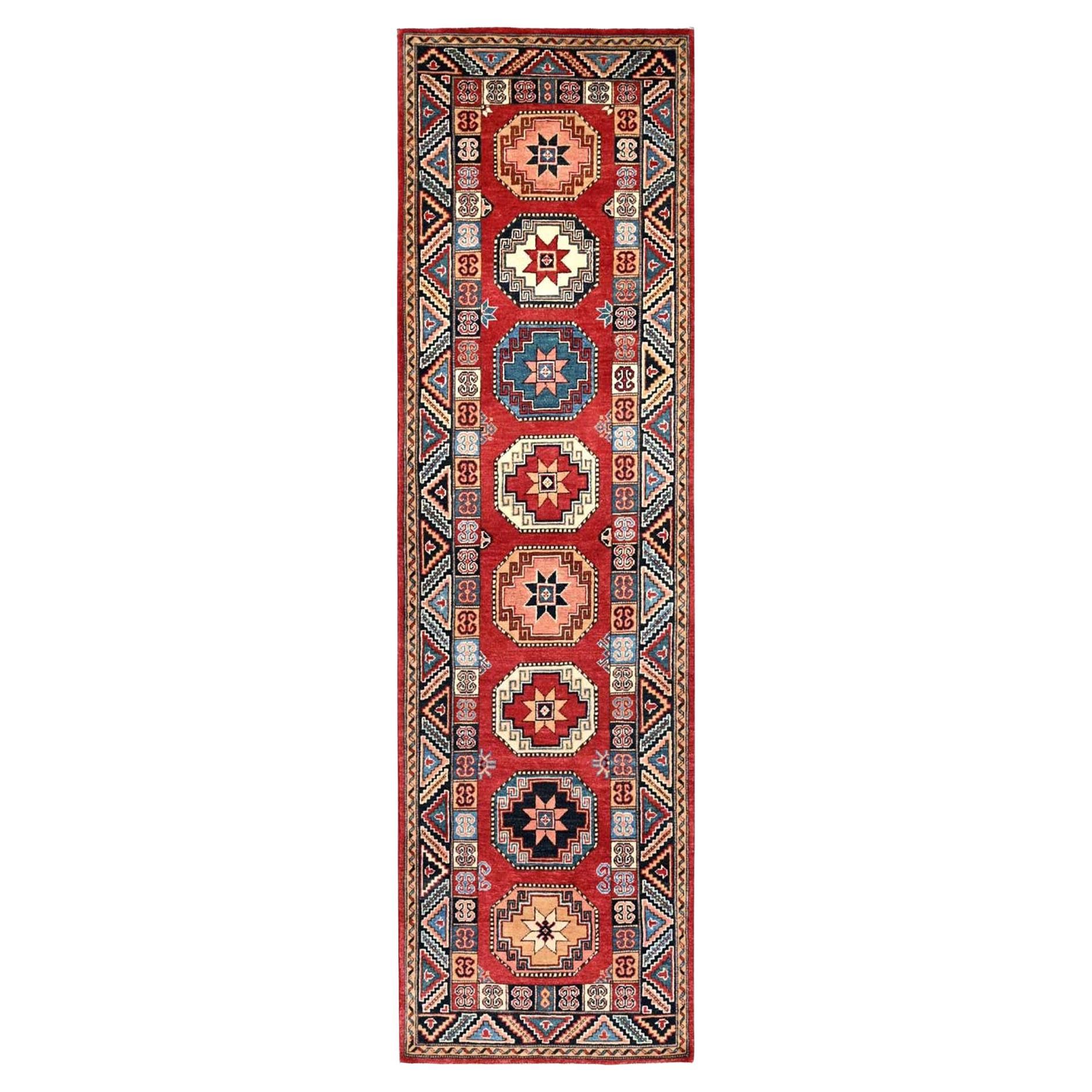 2'8"x9'9" Bolero Red Special Kazak 100% Wool Hand Knotted Runner Oriental Rug For Sale