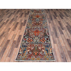 2'8"x9'9" Misty Gray Bijar Garus Design Wool Hand Knotted Runner Oriental Rug