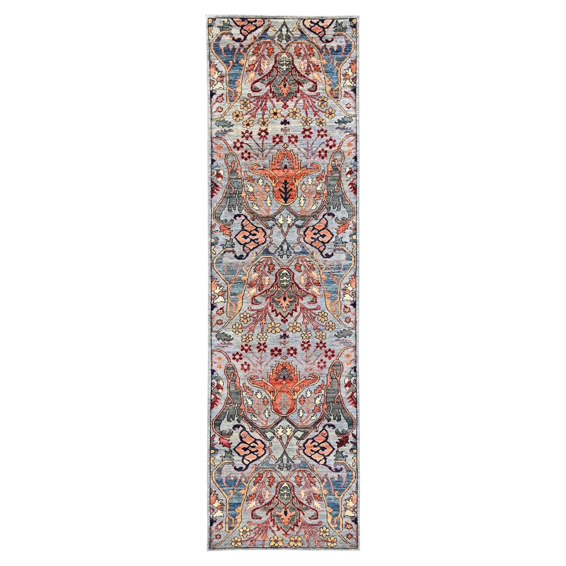 2'8"x9'9" Misty Gray Bijar Garus Design Wool Hand Knotted Runner Oriental Rug