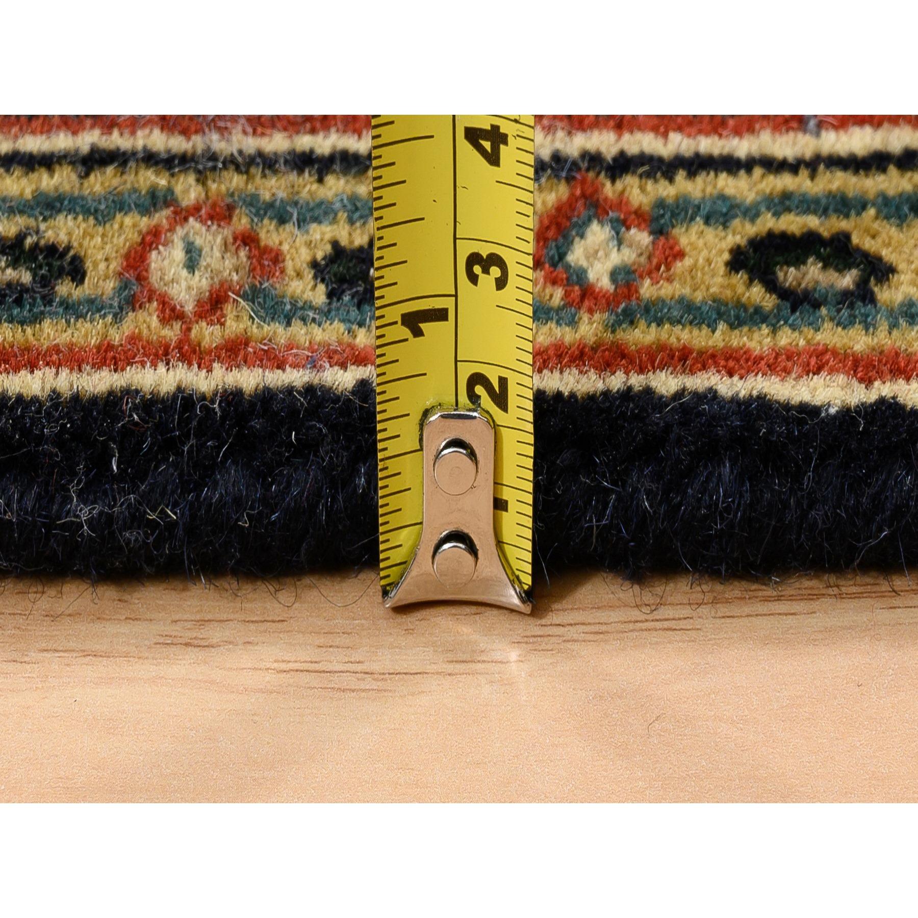 Seta Tappeto Runner Pitch Black Wool Herati Design 250 KPSI Annodato a Mano 2'8 