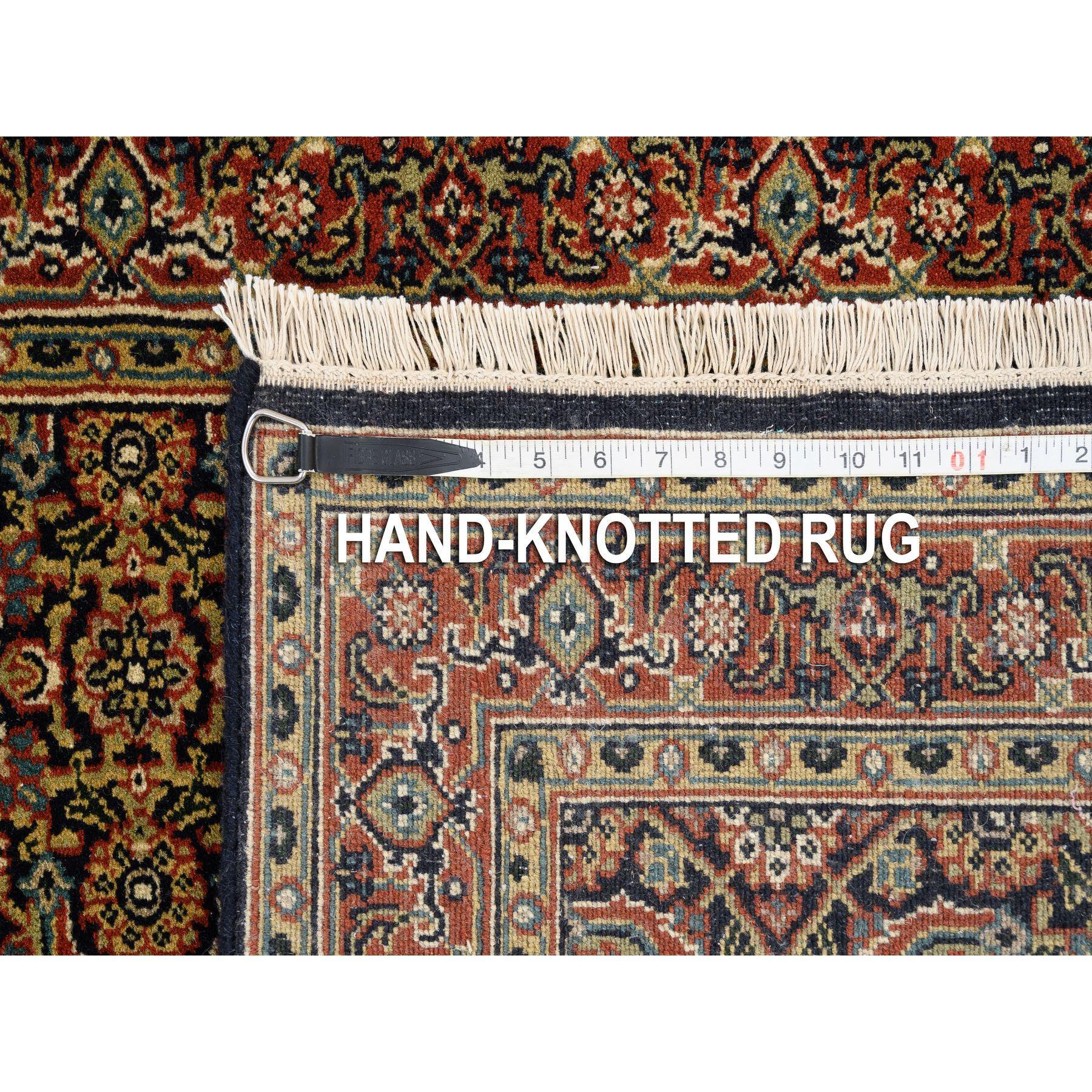 Tappeto Runner Pitch Black Wool Herati Design 250 KPSI Annodato a Mano 2'8 