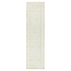 2'8"x9'9" White Dove, Afghan Stone Washed Peshawar, Wool Hand Knotted Runner Rug