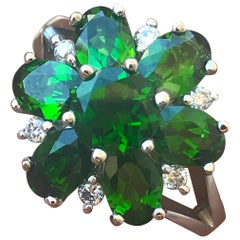 2.9 Carat Approximate Green Diopside and Diamond Ring, Ben Dannie