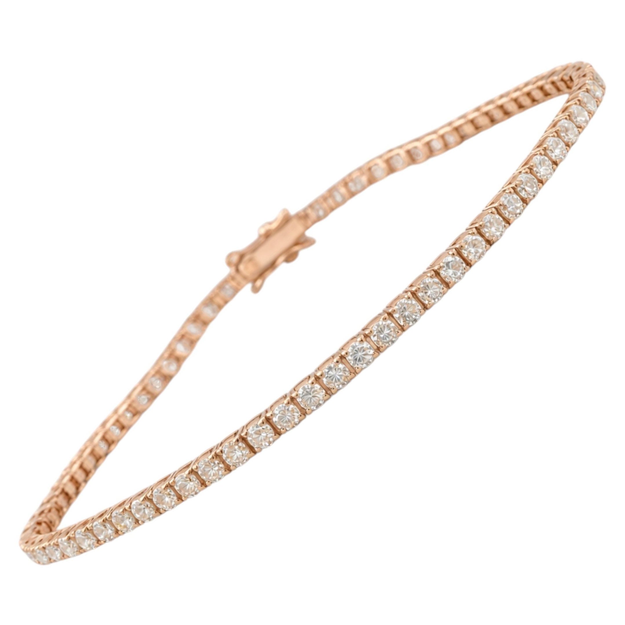 2.90 Carat Round Cut Diamond Tennis Bracelet 14k Rose Gold eternity Bracelet