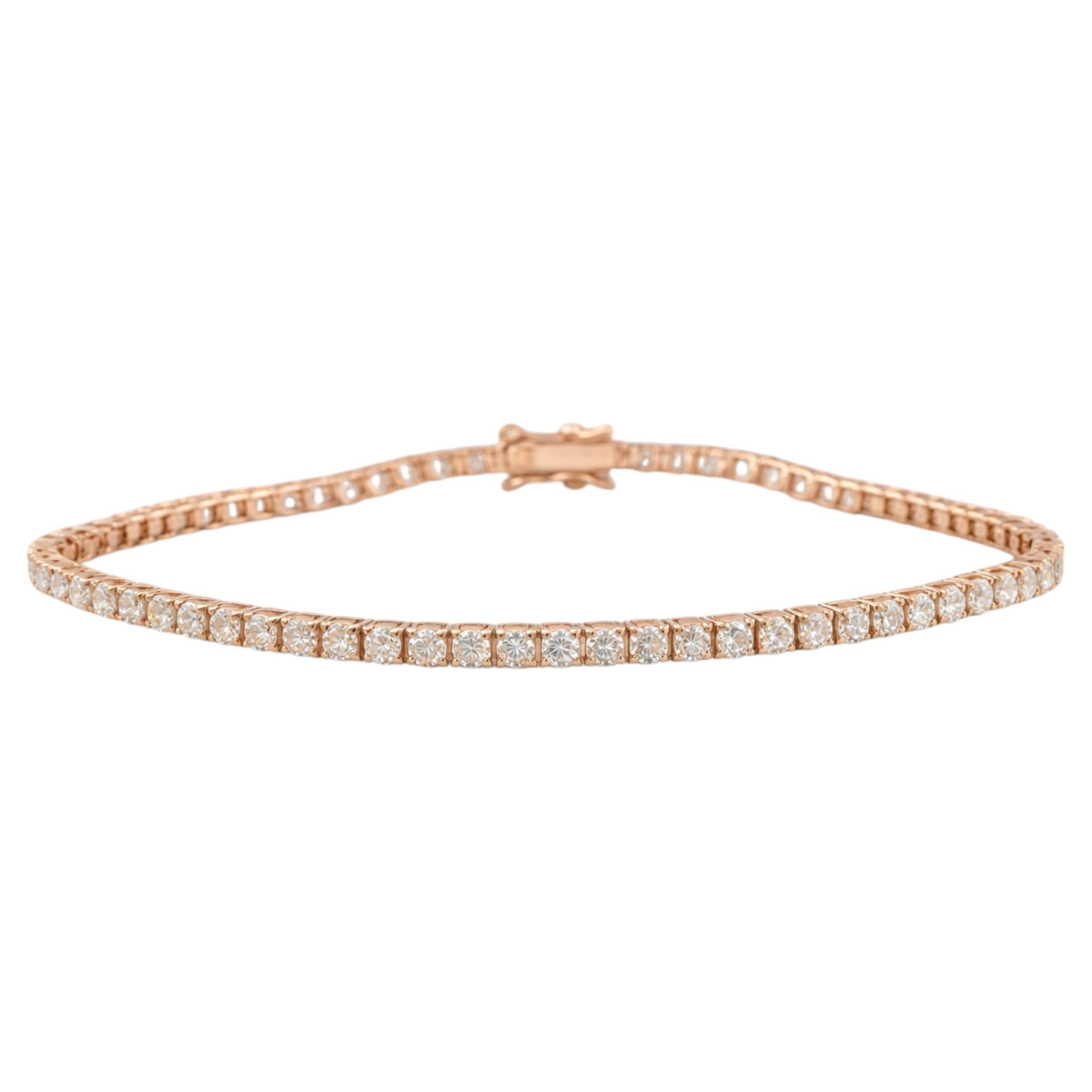 2.9 Carat Brilliant SI/H Diamond Sleek Tennis Bracelet 18 Karat Rose Gold