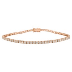 2.9 Carat Brilliant SI/H Diamond Sleek Tennis Bracelet 18 Karat Rose Gold