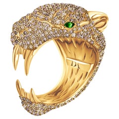 2.9 Carat Champagne Diamonds 18 Karat Yellow Gold "Panther" Ring by D&A