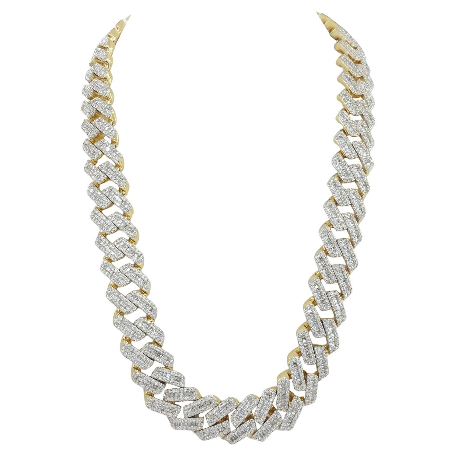 29 Carat Cuban Brilliant Cut Diamond Necklace For Sale