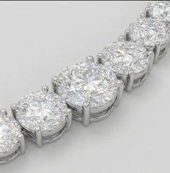 29 Carat D–F Internally Flawless Diamond Riviera Necklace, Graduated, 18K White