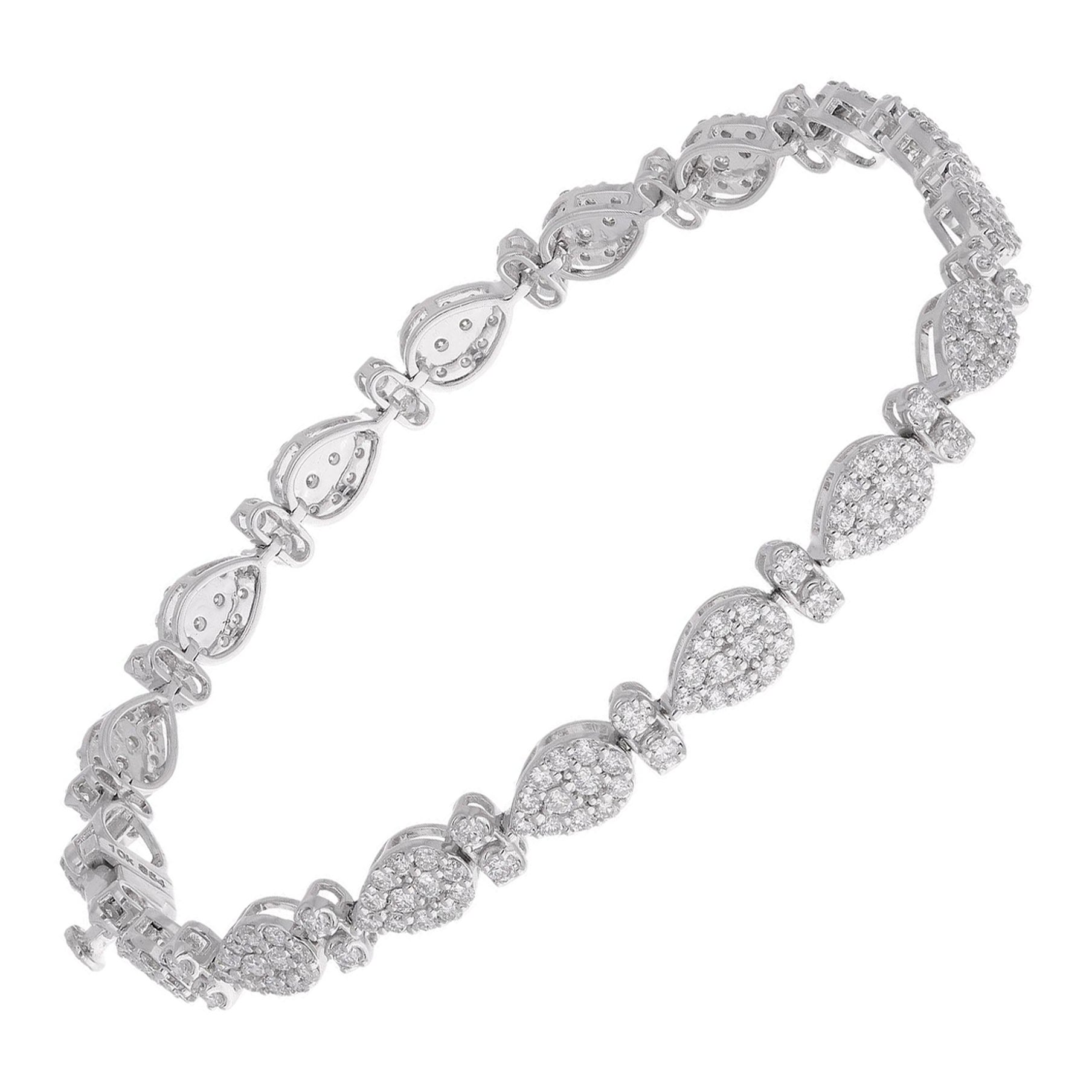 Pulsera con dije de diamantes de 2,9 quilates Oro blanco macizo de 10 quilates Joyería fina hecha a mano