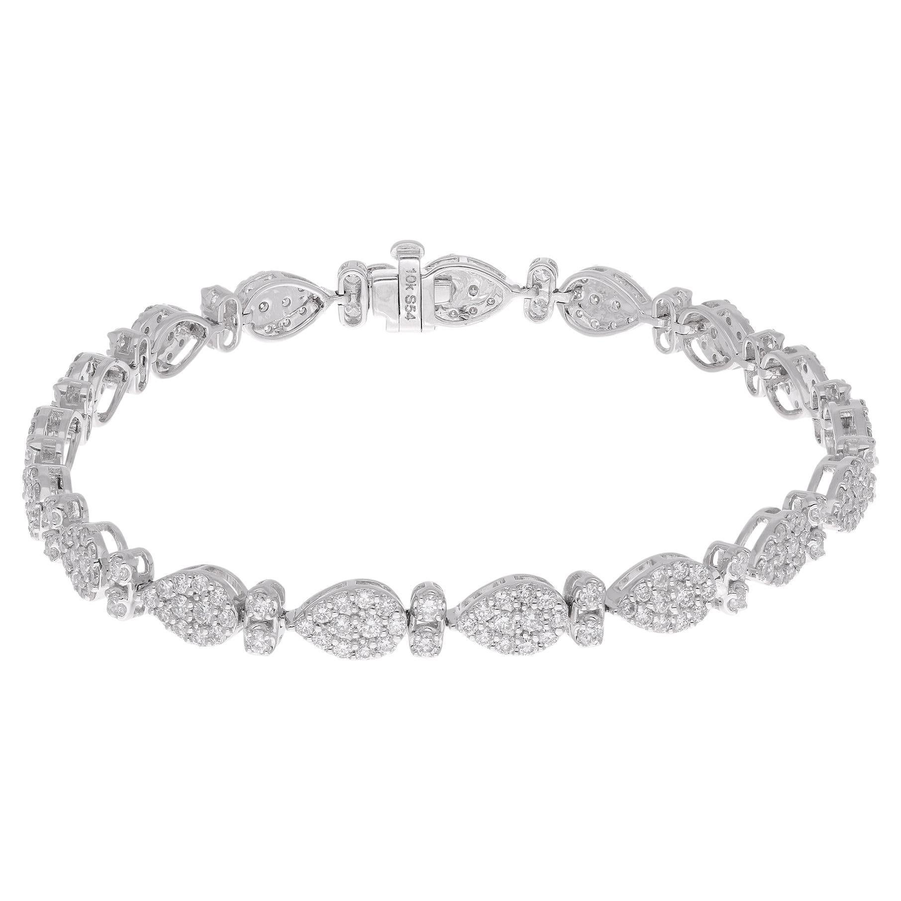 Bracciale con diamanti da 2,9 carati, oro bianco massiccio da 10 carati, fatto a mano.