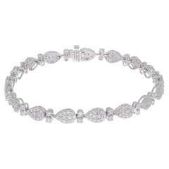 2.9 Carat Diamond Charm Bracelet 10 Karat Solid White Gold Handmade Fine Jewelry