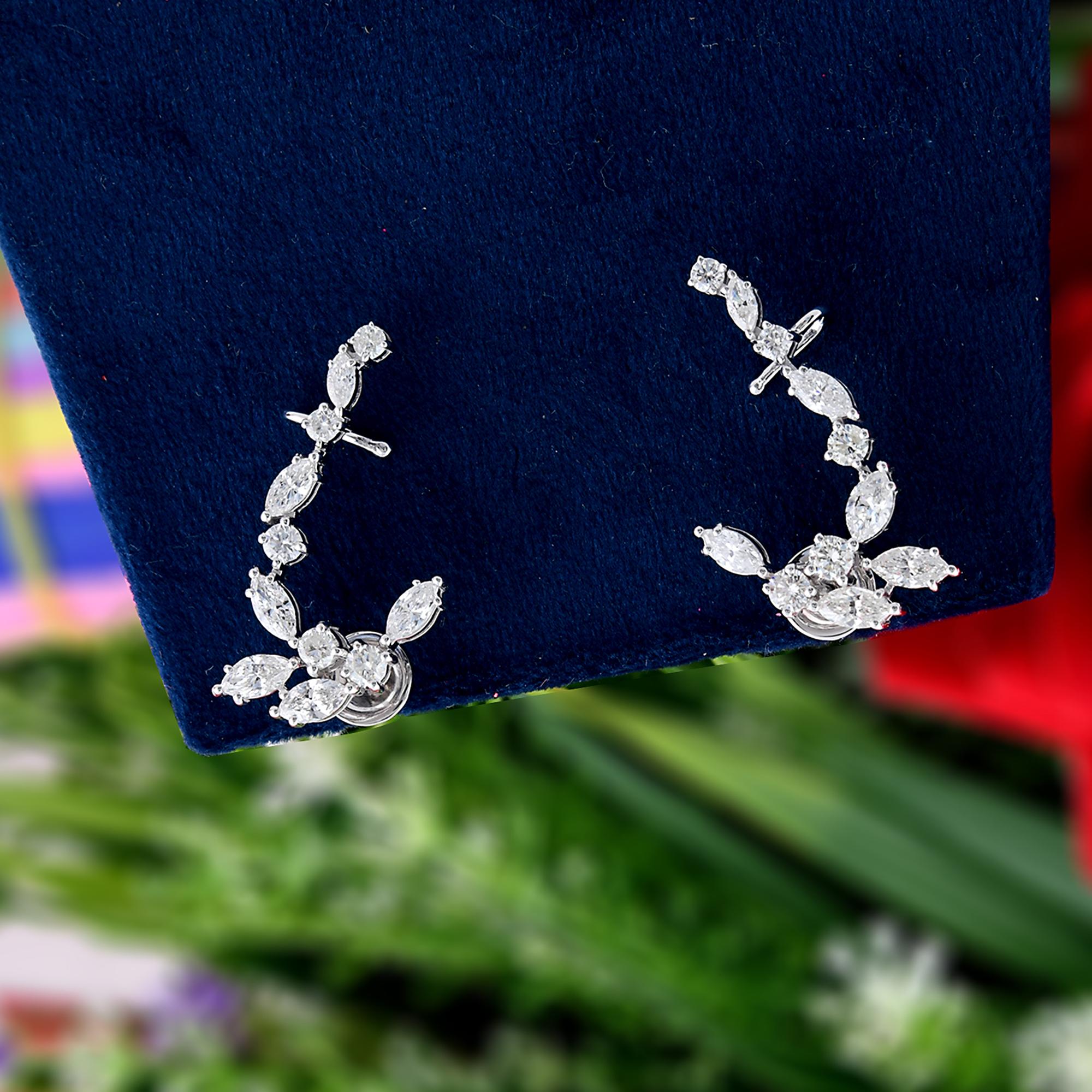 Pendientes de diamantes de 2,9 quilates en oro blanco de 14 quilates Joyería fina Corte mixto en venta