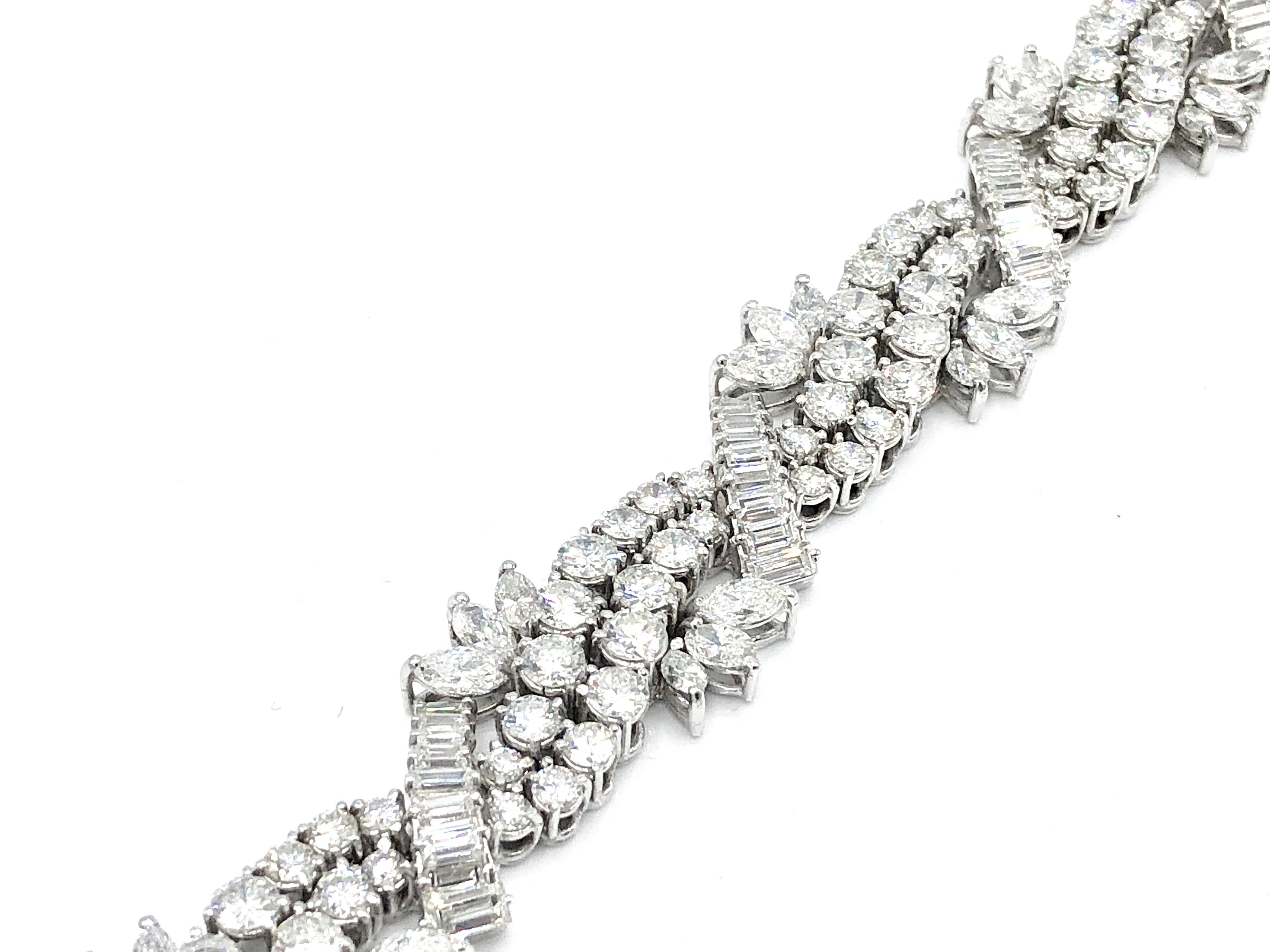 An extraordinary platinum bracelet from the 30s set with 29 carats of fanti cut diamonds.
