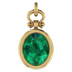 2.9 Carat IGITL Cer. Oval Cut Emerald Pendant Necklace in 18k