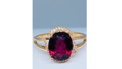 2.9 Carat Red Tourmaline Diamond 18 Karat Yellow Gold