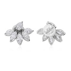 2.9 Carat SI Clarity HI Color Marquise Pear Diamond Earrings 18 Karat White Gold