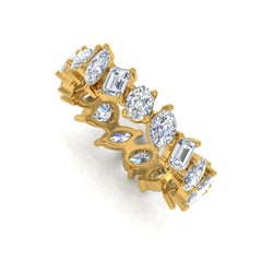 2.9 Carat SI Clarity HI Color Multi Shape Diamond Band Ring 18 Karat Yellow Gold
