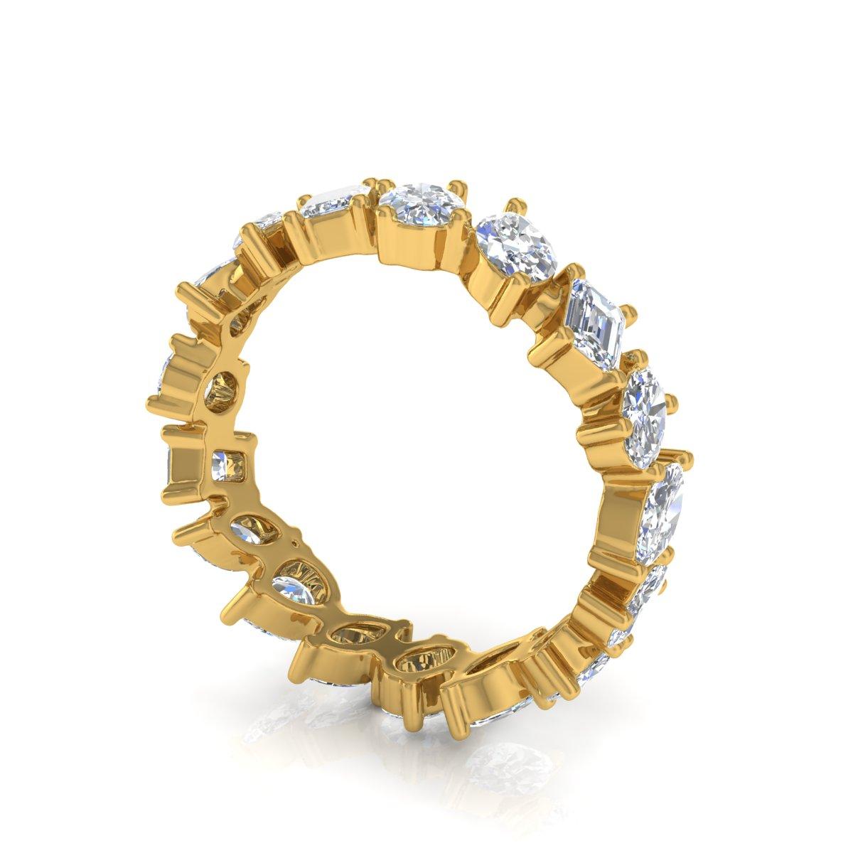 Marquise Cut 2.9 Carat SI Clarity HI Color Multi Shape Diamond Band Ring 18 Karat Yellow Gold For Sale