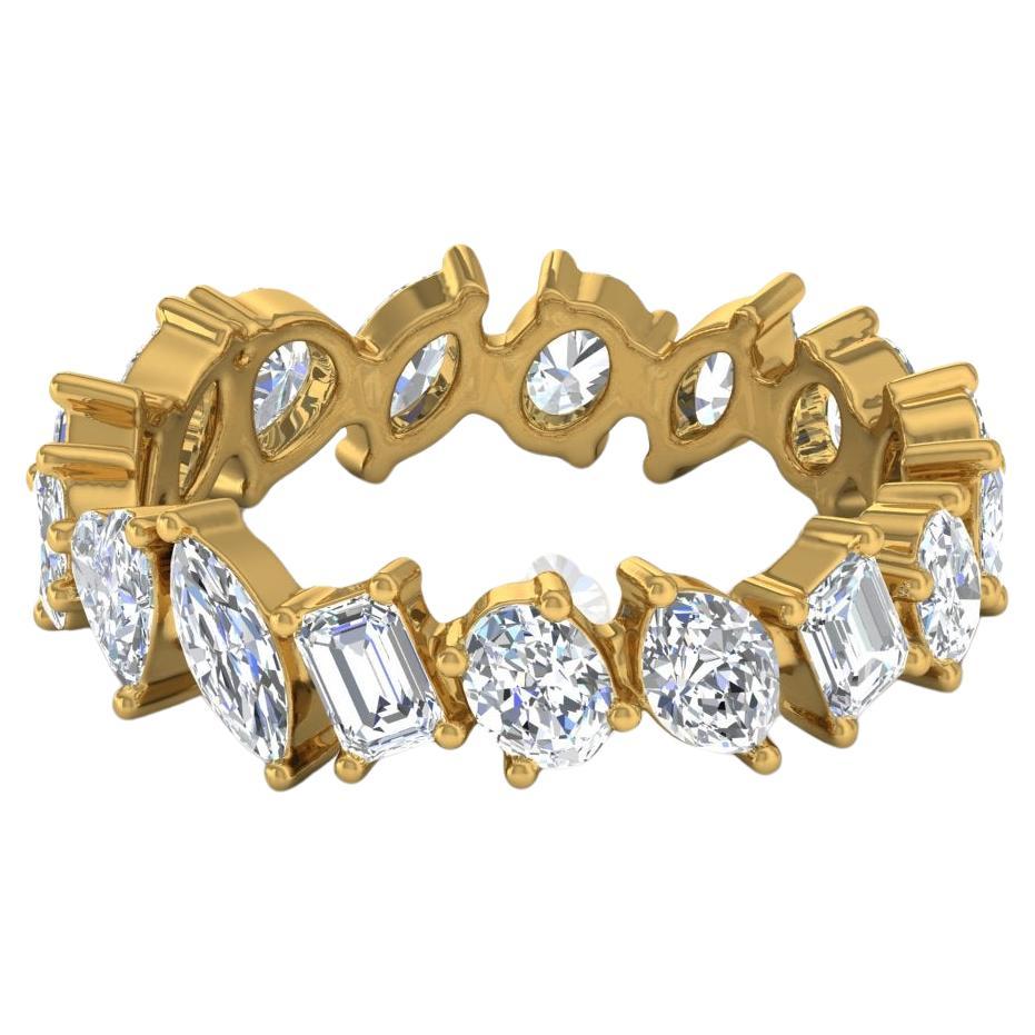 2,9 quilates SI Claridad HI Color Diamante Multiforma Anillo de oro amarillo de 18 quilates