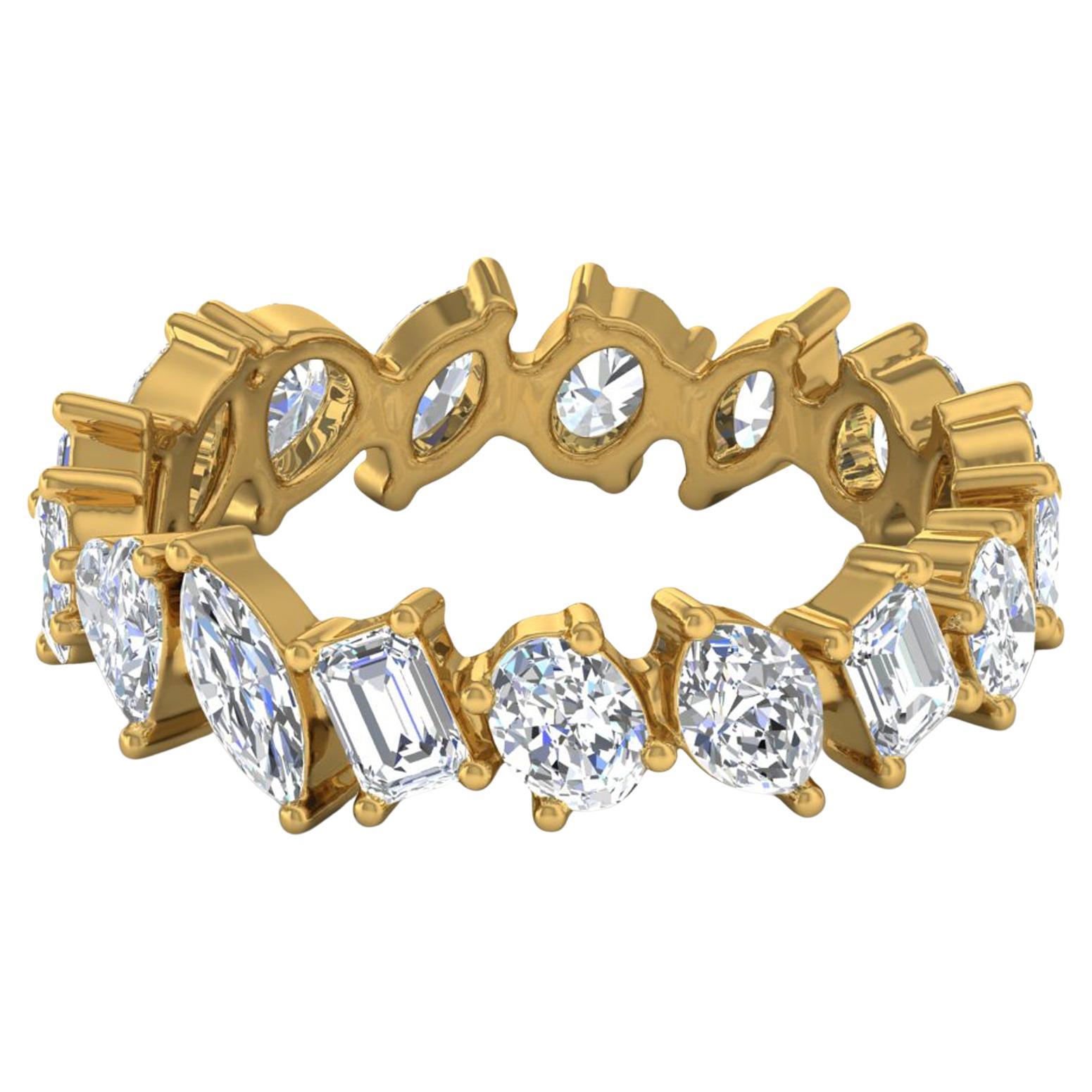 2.9 Carat SI Clarity HI Color Multi Shape Diamond Band Ring 18 Karat Yellow Gold