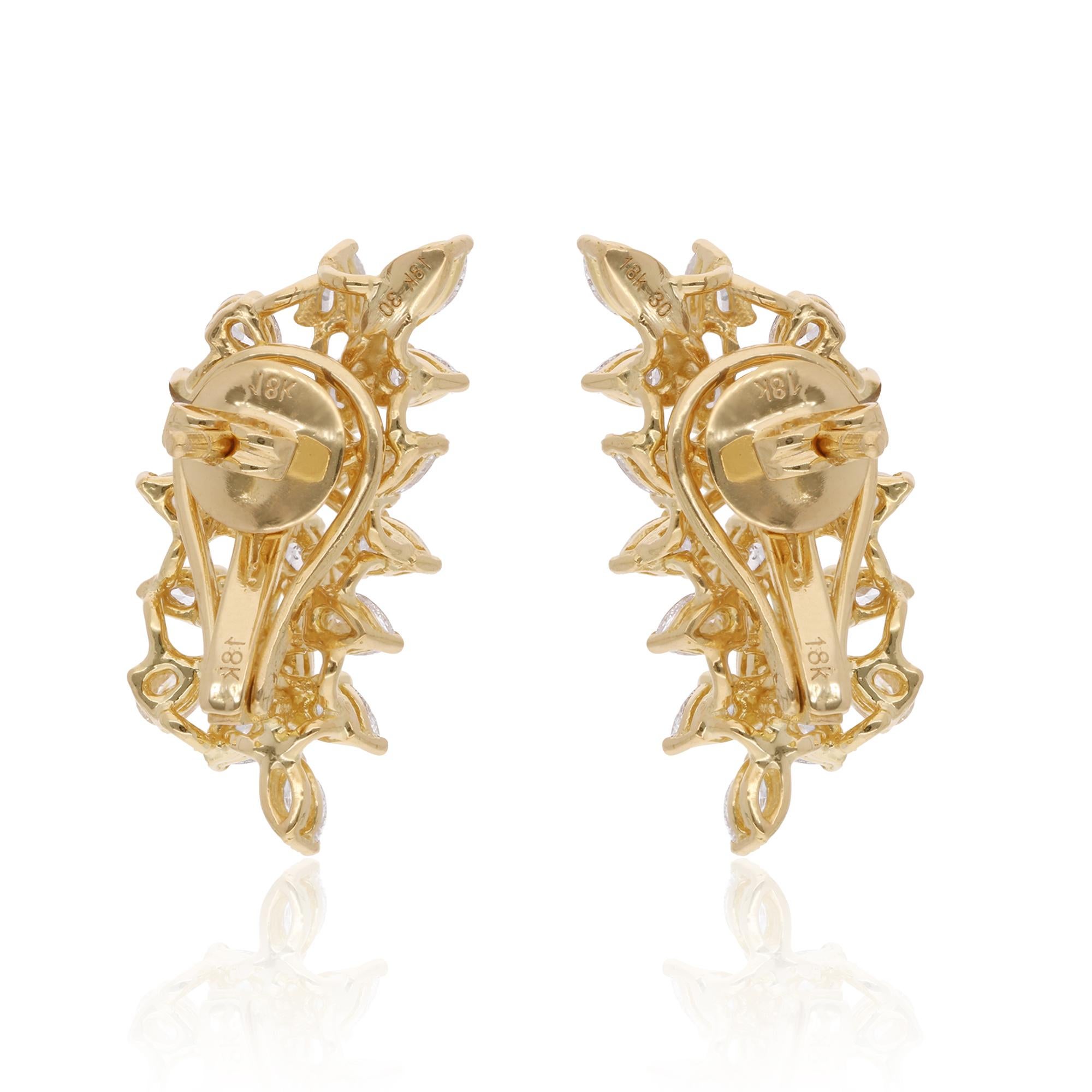 Women's 2.9 Carat SI Clarity HI Color Pear Diamond Earrings 14 Karat Yellow Gold Jewelry For Sale