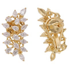 2.9 Carat SI Clarity HI Color Pear Diamond Earrings 18 Karat Yellow Gold Jewelry