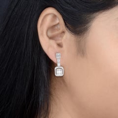 Orecchini pendenti con diamanti a grappolo da 2,9 carati SI/H Oro bianco 18 carati