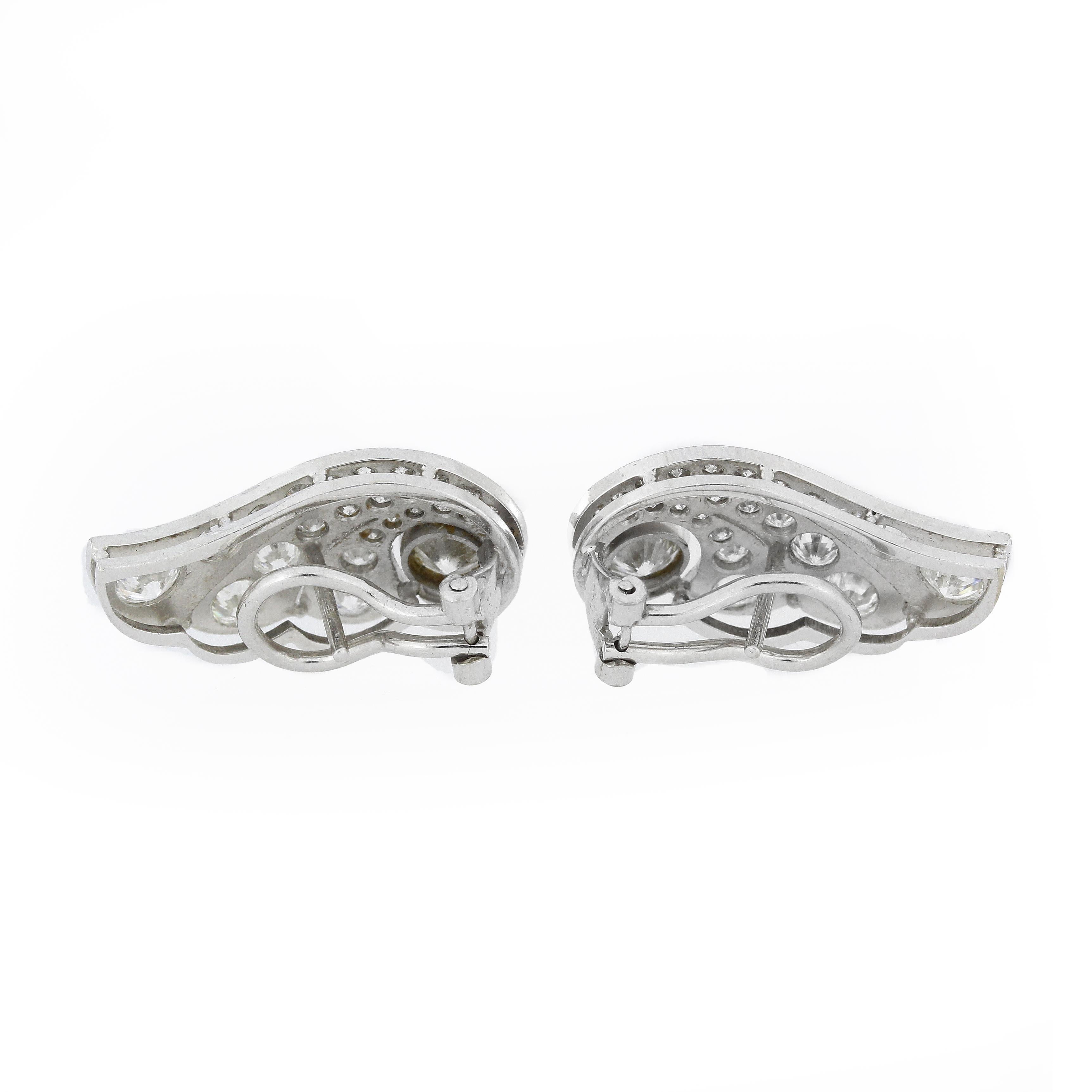 Brilliant Cut 2.9 Carat White Gold Wing Diamond Earrings For Sale