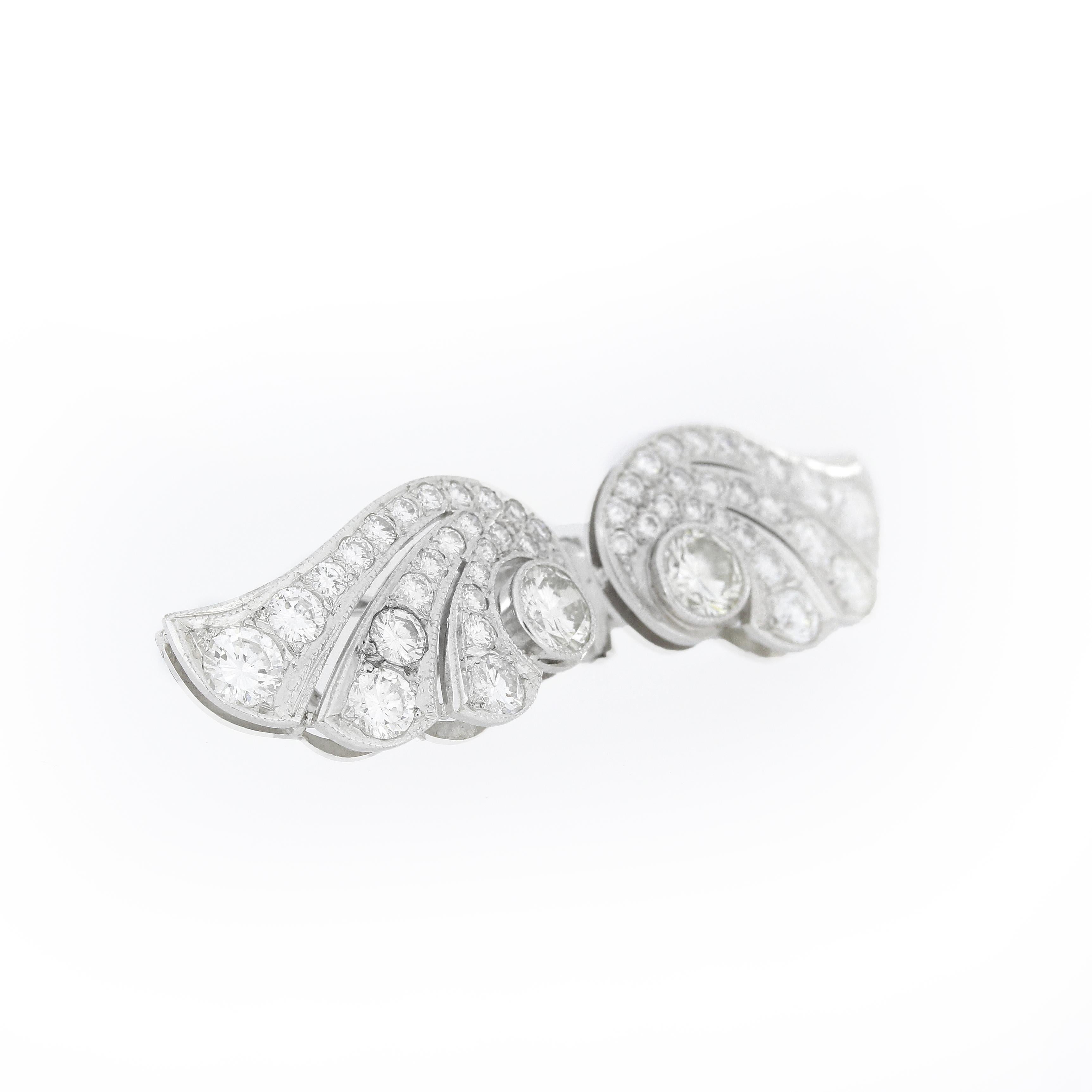 2.9 Carat White Gold Wing Diamond Earrings For Sale 1