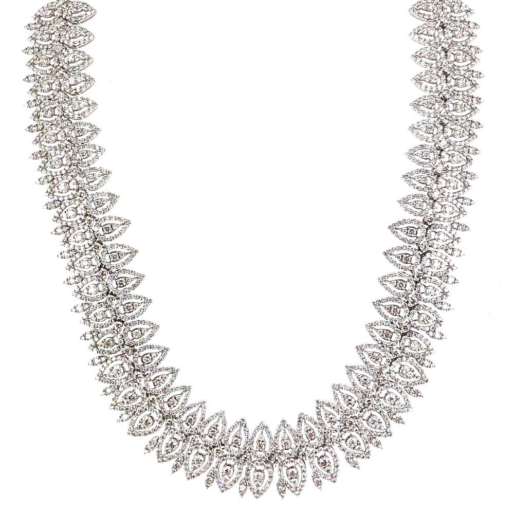 Contemporary 29 Carat Round Brilliant Diamond 18 Karat White Gold Estate Necklace