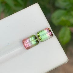 Pierres précieuses de tourmaline bicolore rose pastel et vert menthe, 2,9 carats, pour bijoux, 7 mm