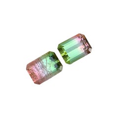 Pierres précieuses de tourmaline bicolore rose pastel et vert menthe, 2,9 carats, pour bijoux, 7 mm