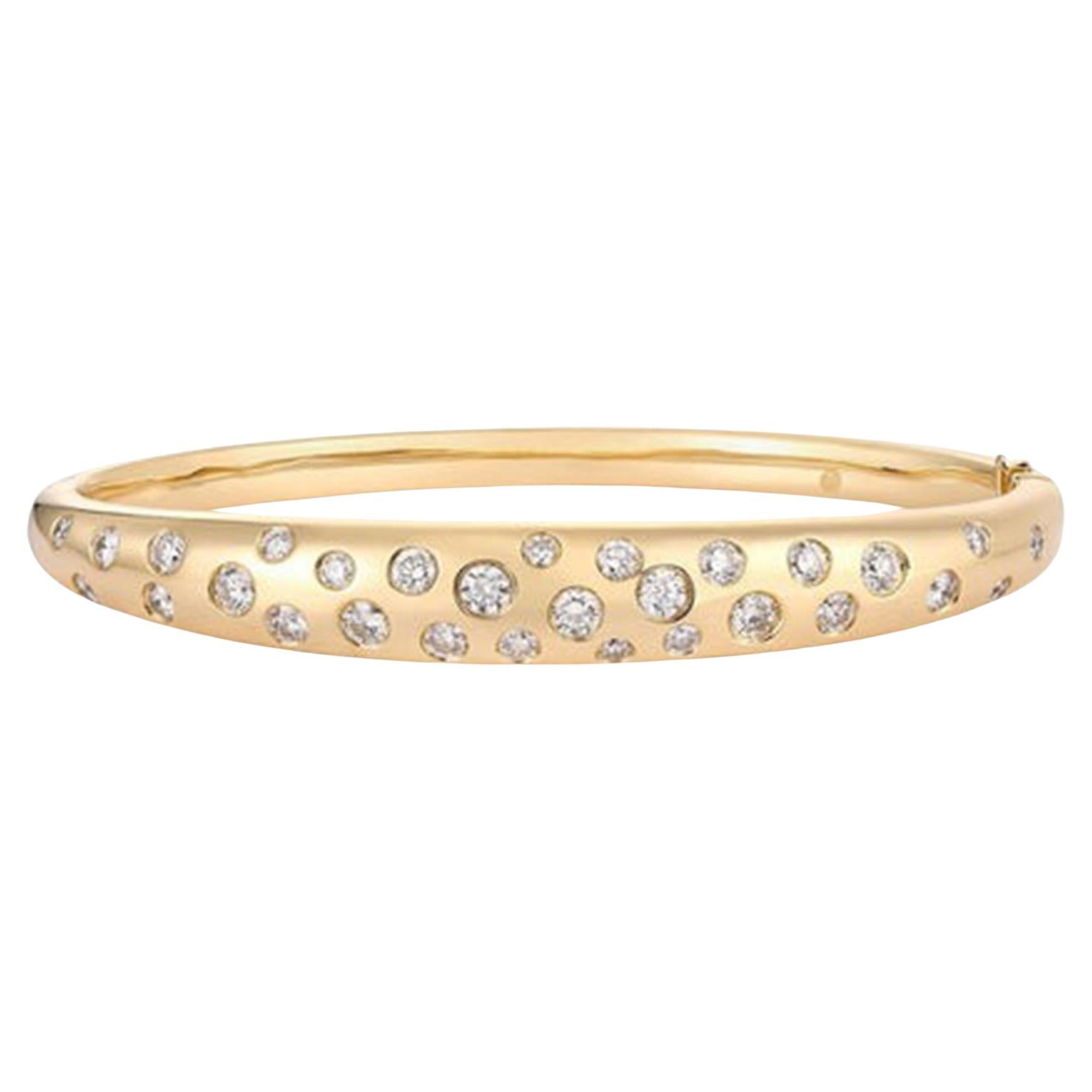 29 Diamond 14K (or 18k upon request) Yellow Gold Bangle Bracelet
