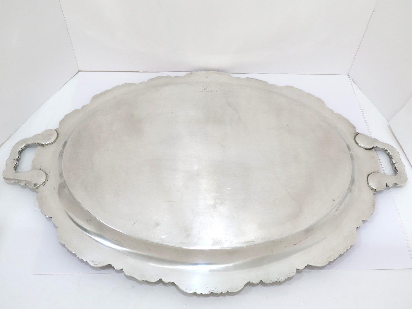 vintage silver tray with handles